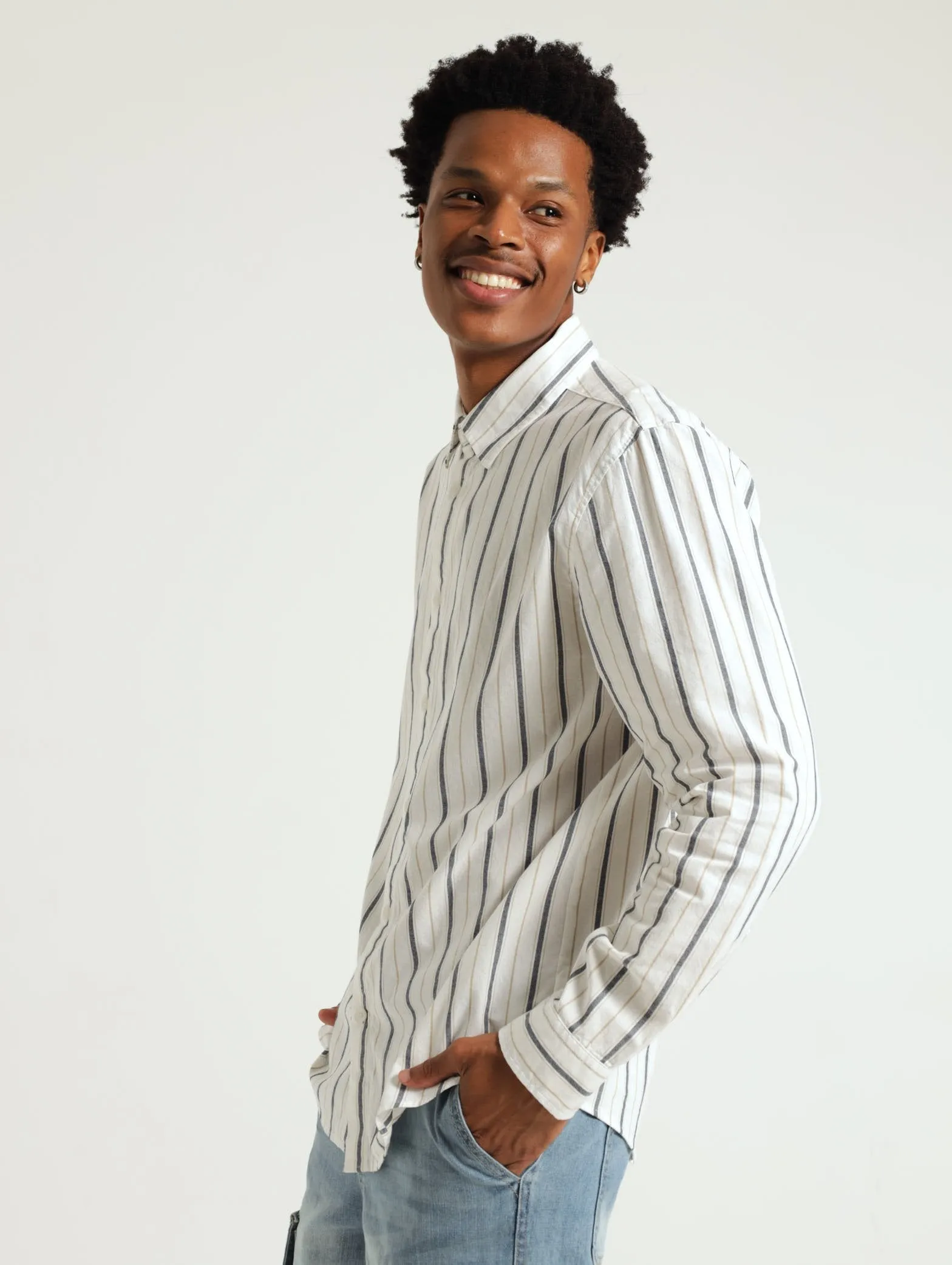 Long Sleeve Stripe Shirt - Off White sold by Edgars product image thumbnail 2