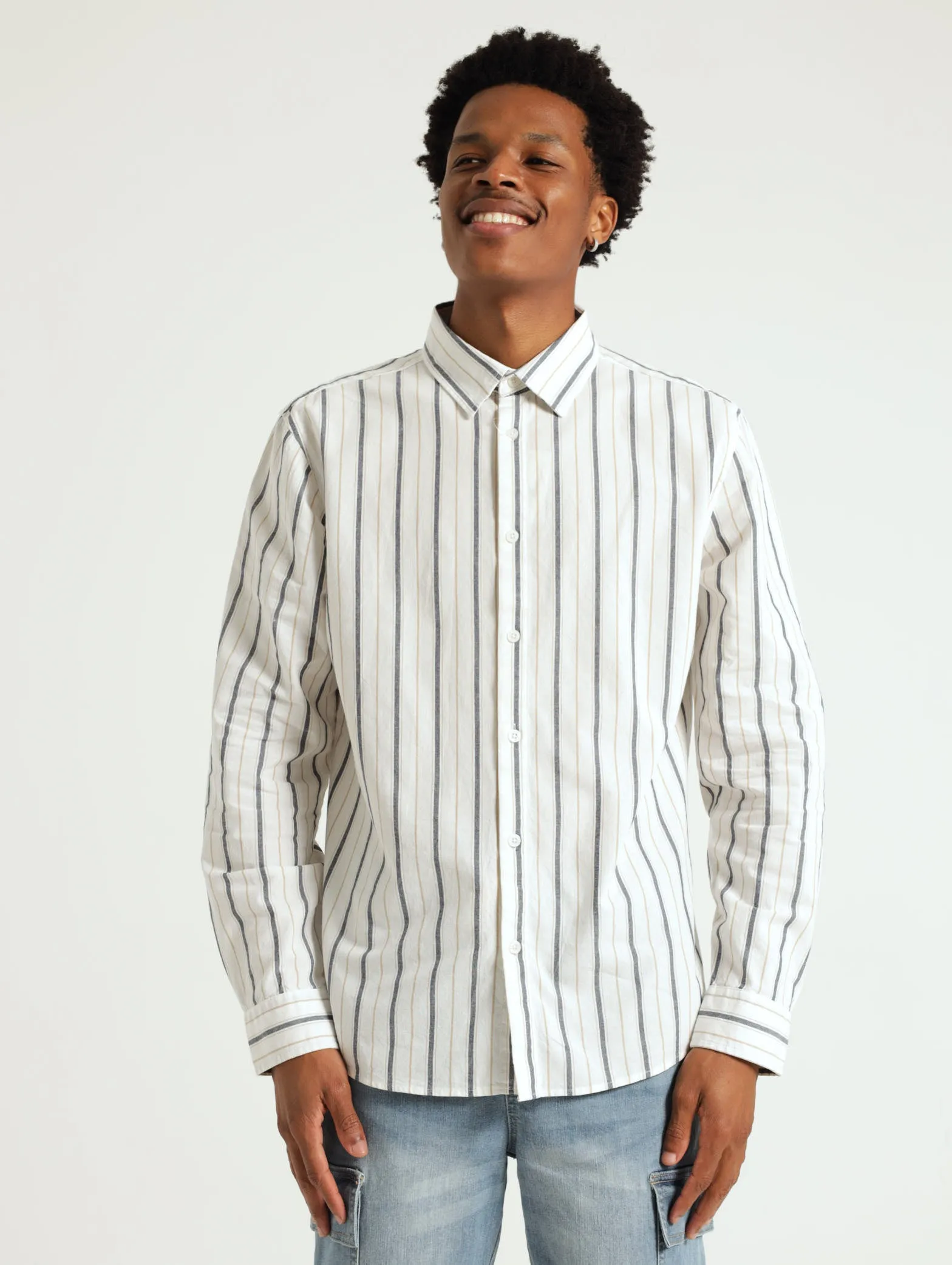 Long Sleeve Stripe Shirt - Off White sold by Edgars