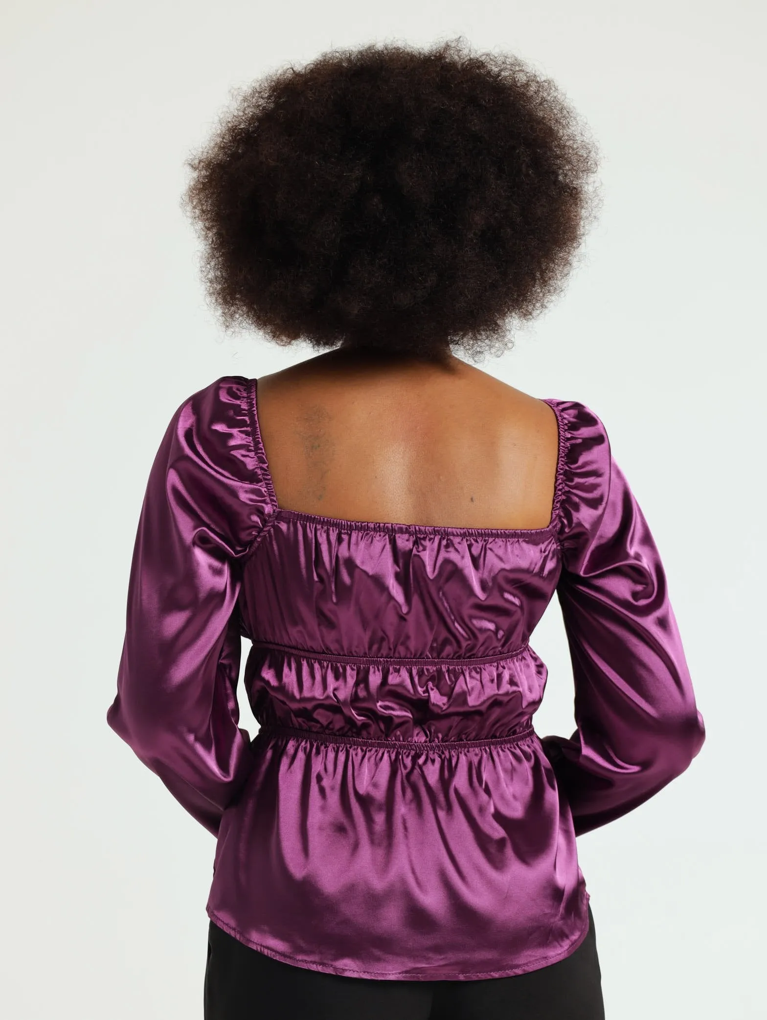 V-Neck Satin Peplum Blouse - Purple sold by Edgars product image thumbnail 3