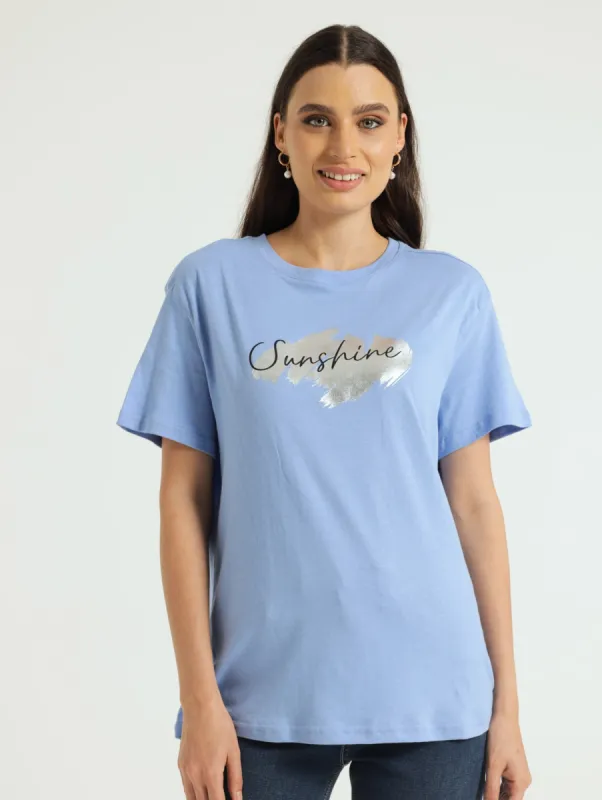 Sunshine With Foil Regular Tee - Periwinkle sold by Edgars