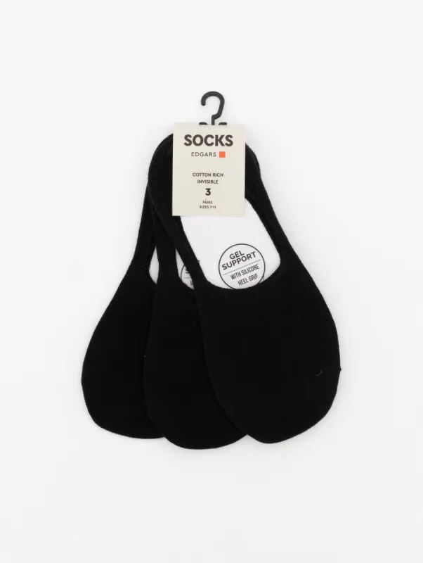 Men's 3 Pack Secret Sock - Black sold by Edgars