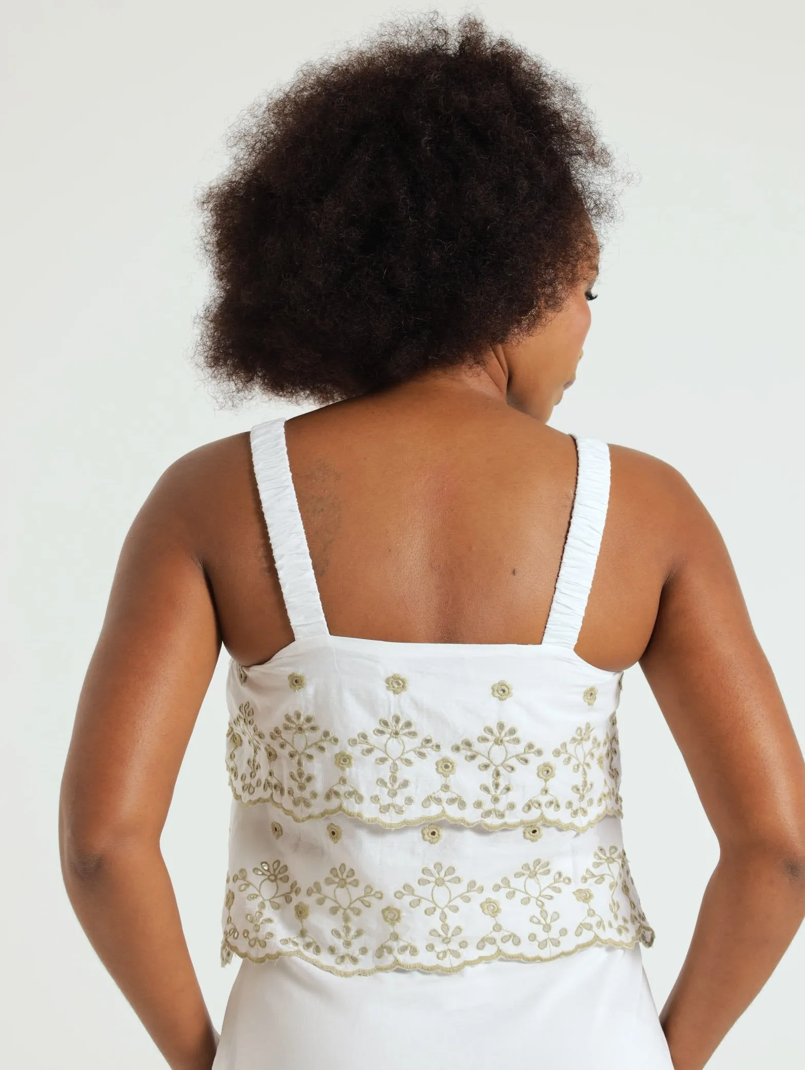 Elastic Strap Anglaise Tank Top - White sold by Edgars product image thumbnail 3