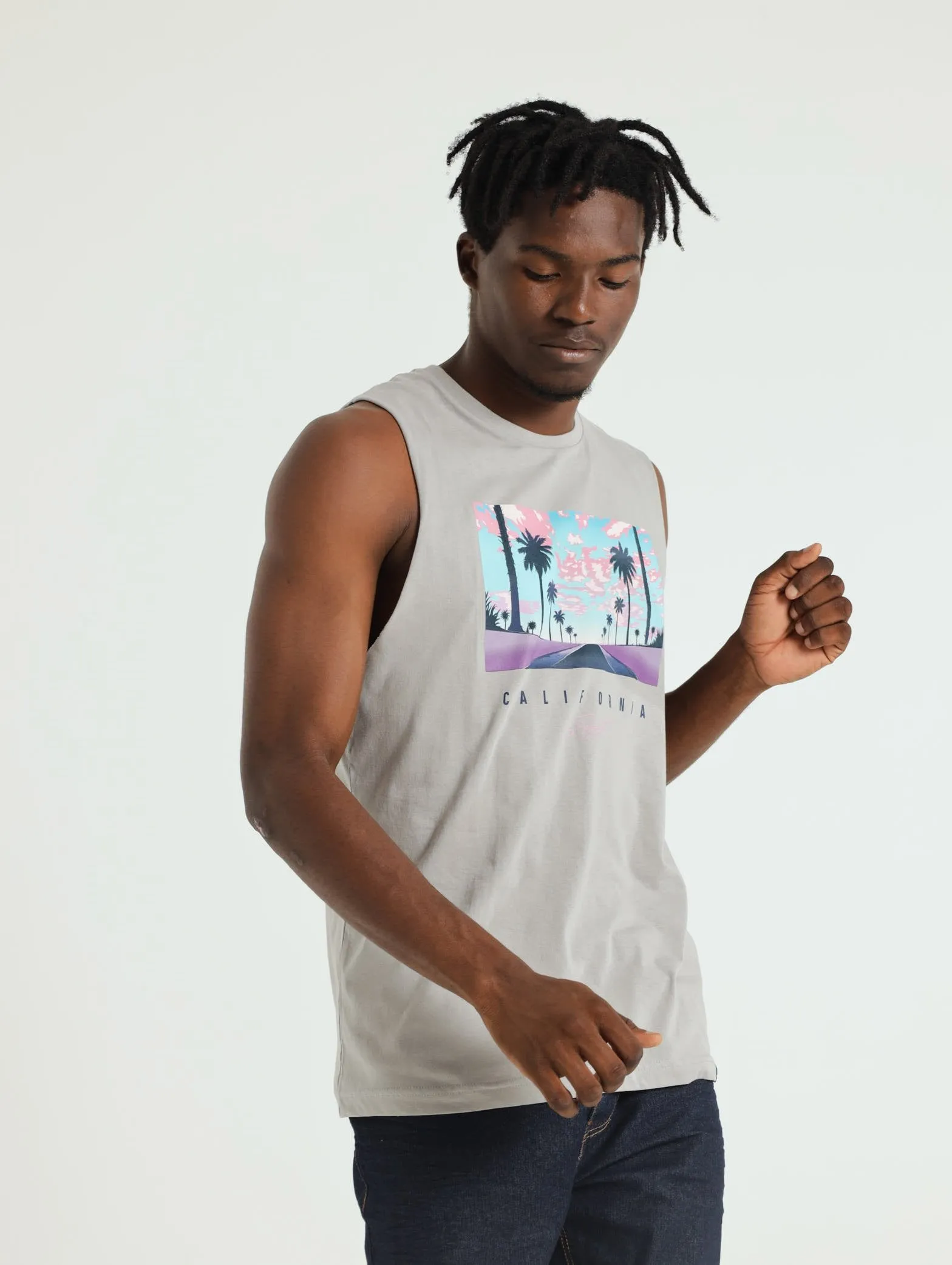 California Sunsets Muscle Hugger Tee - Grey sold by Edgars product image thumbnail 2