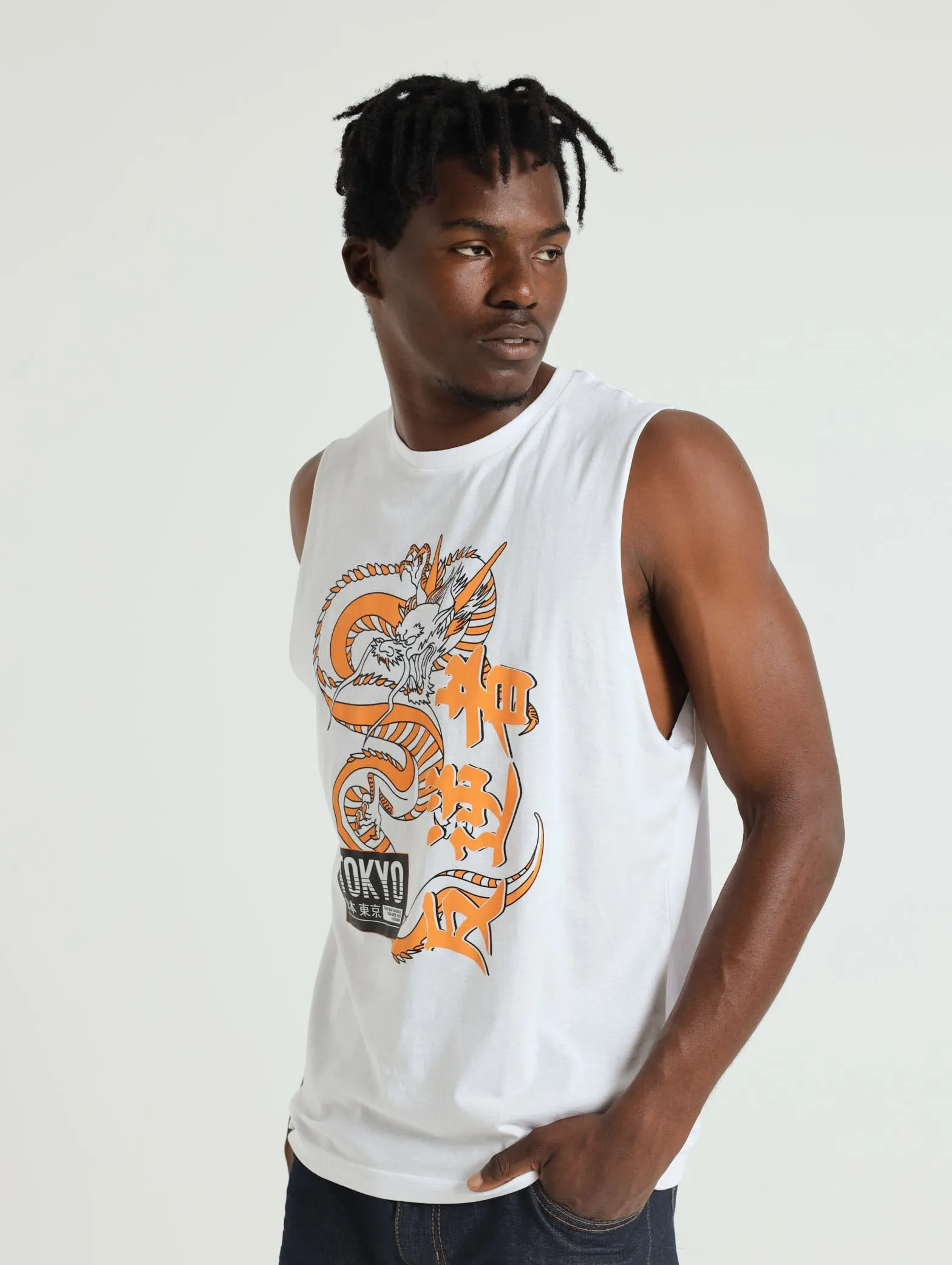 Dragon Tokyo Badge Muscle Hugger Tee - White sold by Edgars product image thumbnail 2