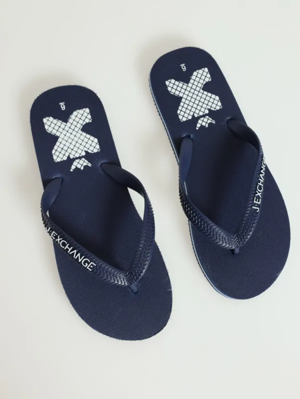 Logo Print Rubber Flip Flop - Navy sold by Edgars