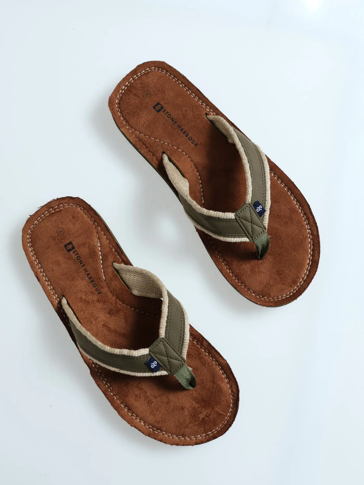 2 Tone Upper Wide Vamp Sandal - Olive sold by Edgars