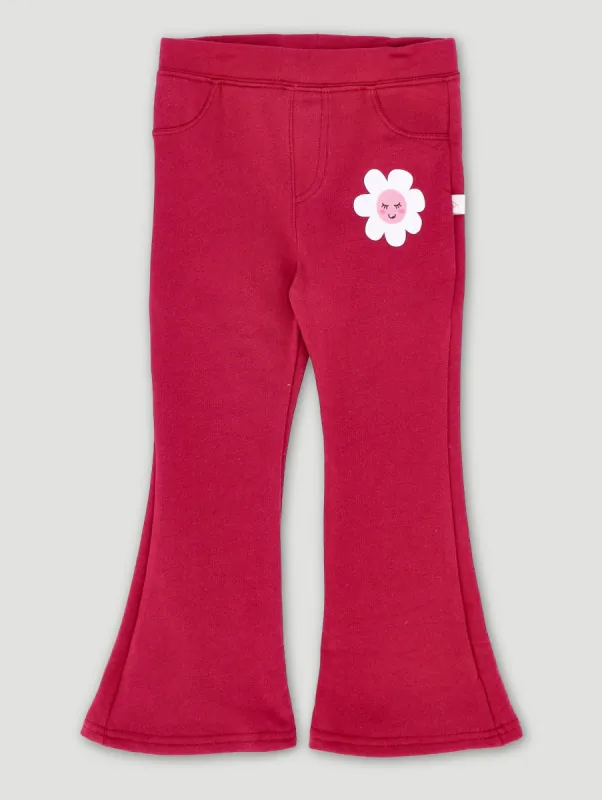 Flare Leg Brushed Fleece Pants - Burgundy sold by Edgars