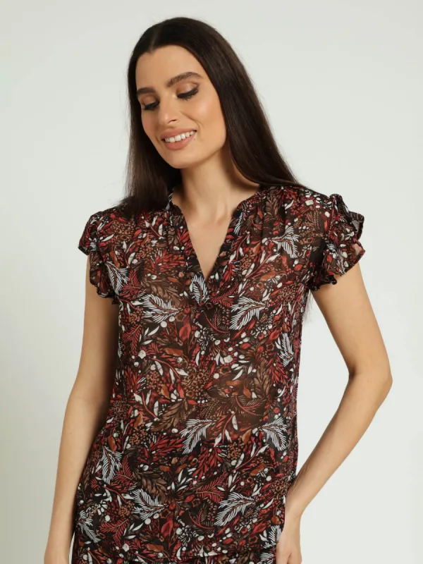 Chiffon Popover Woven Top-Multi sold by Edgars 