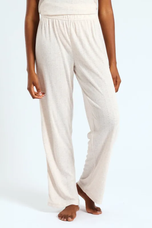 Pointelle Straight Leg Pant - Oatmeal sold by Edgars 