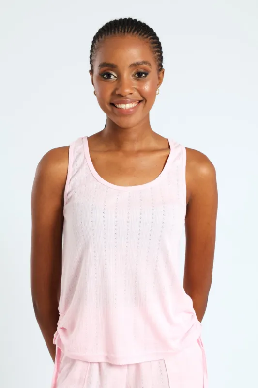 Pontelle Knit Tank With Side Ties - Pink sold by Edgars 