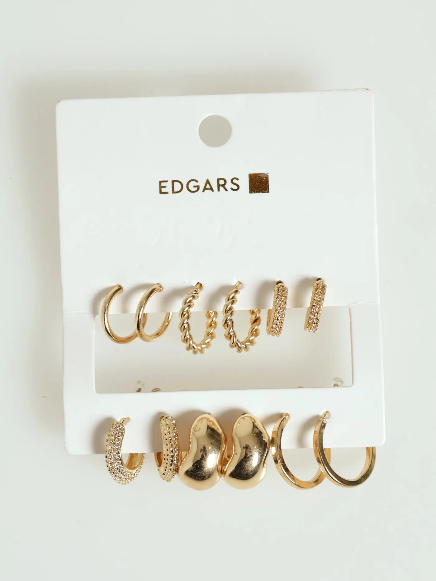6 Pack Small Hoops Earrings - Gold sold by Edgars