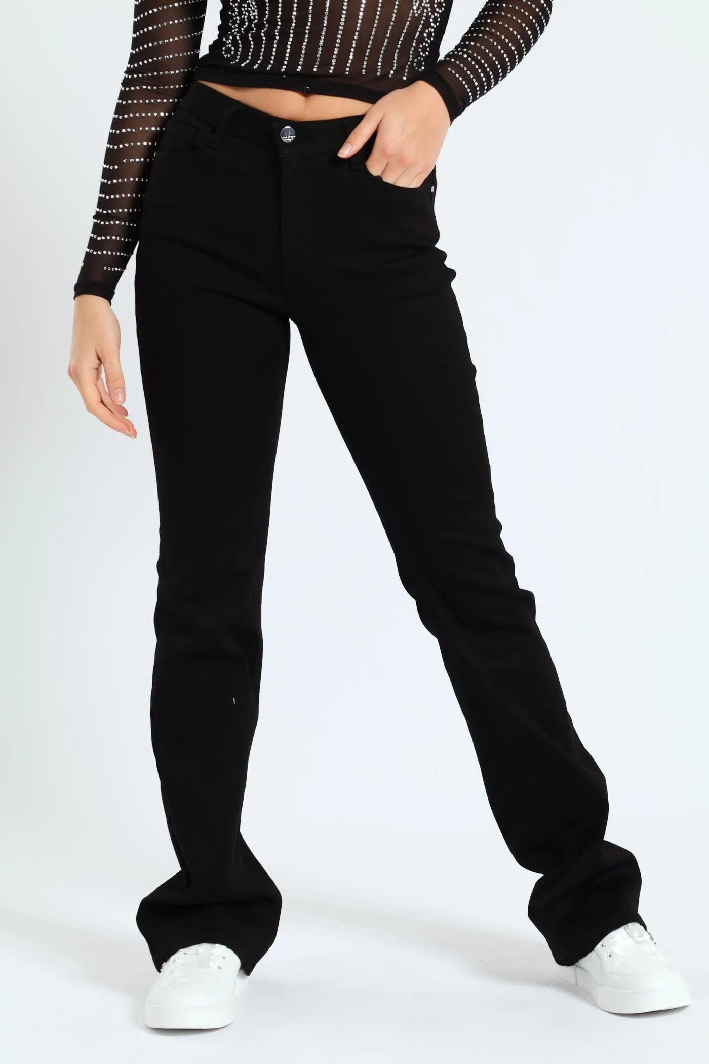 Mid Rise Bootleg Jean-Black sold by Edgars