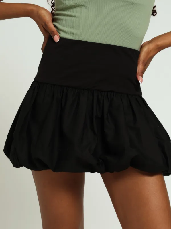 Balloon Hem Skirt - Black sold by Edgars