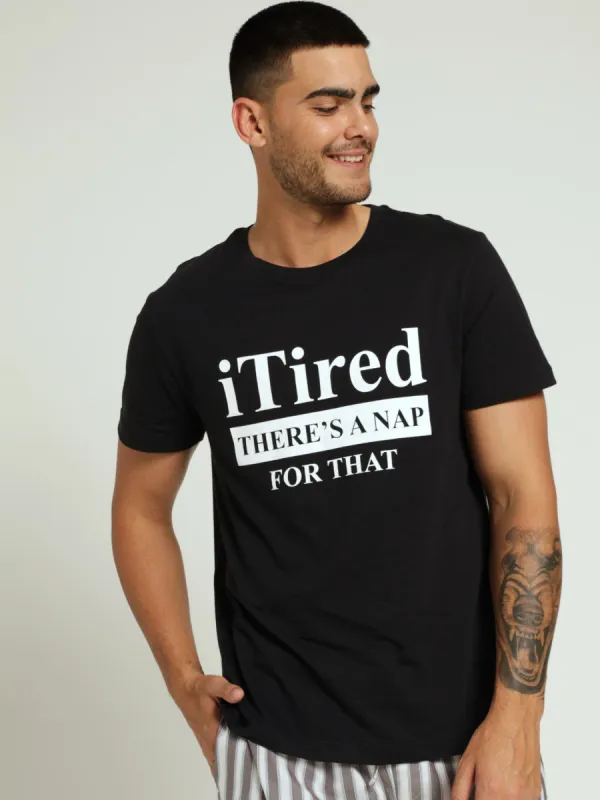 Short Sleeve Sleep T-Shirt With Print-Black sold by Edgars 