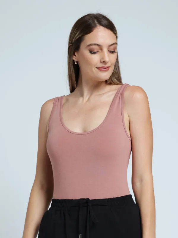 Seamless Scoop Neck Bodysuit - Dusty Rose sold by Edgars