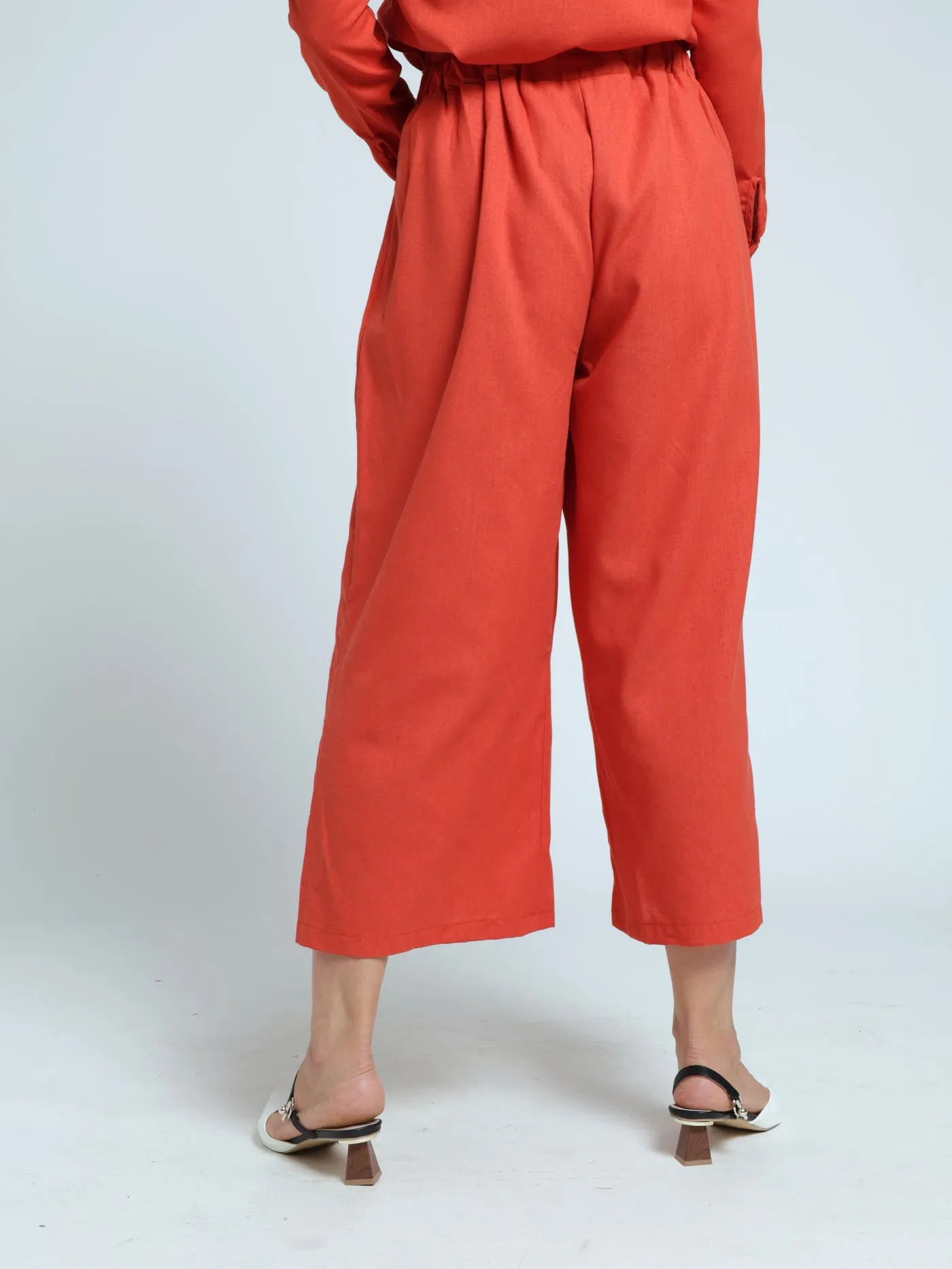 Flat Front Pull-On Wideleg Culotte Pants - Burnt Orange sold by Edgars product image thumbnail 3