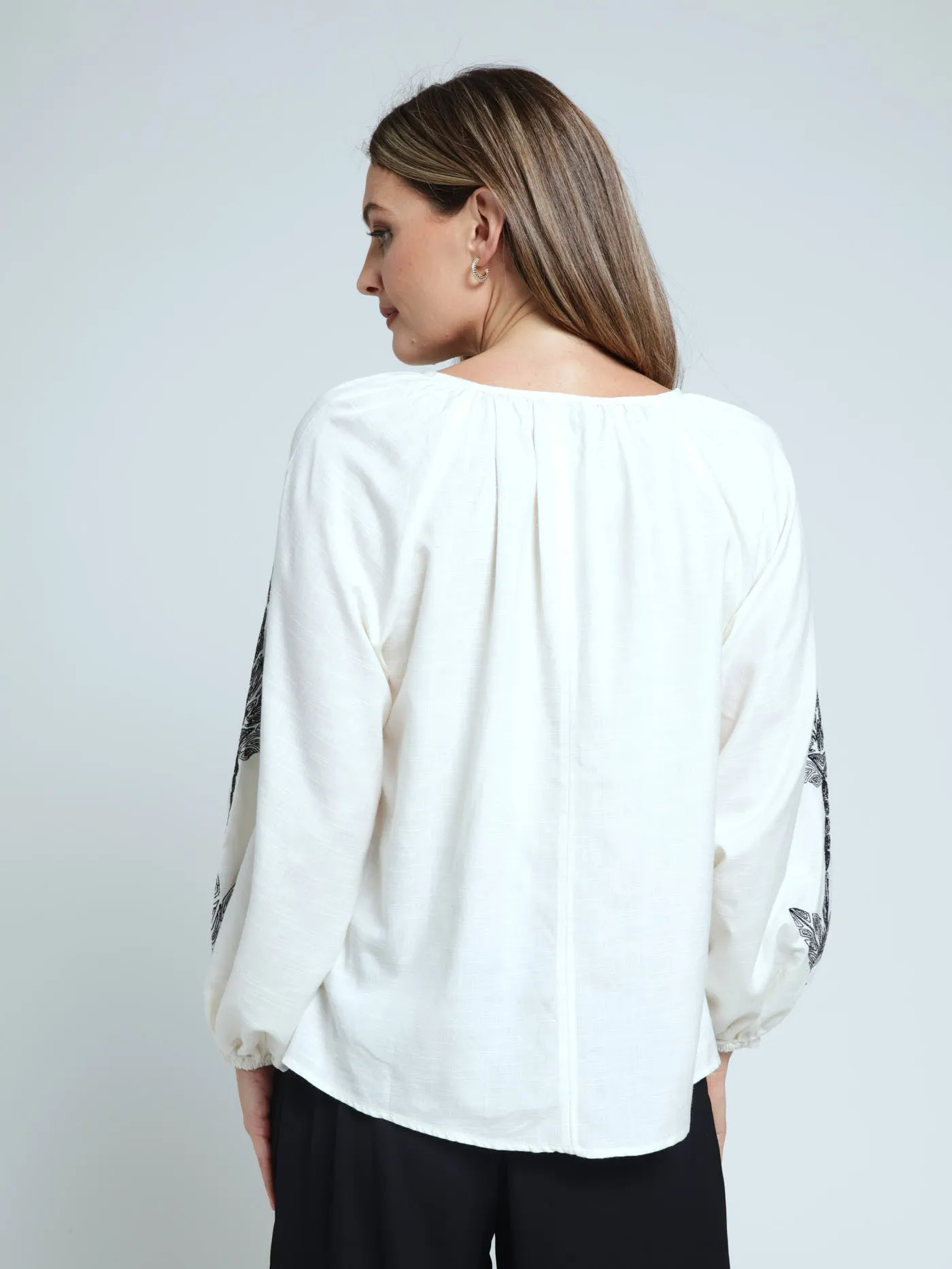 Long Sleeve Boho Blouse With Tie Cuff - Cream sold by Edgars product image thumbnail 4