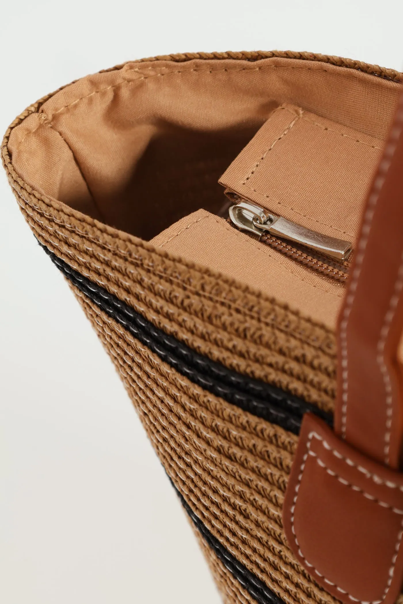 Stripe Straw Bag - Tan sold by Edgars product image thumbnail 4