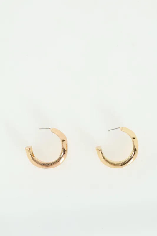 Chunky Irregular Hoop Earrings - Gold sold by Edgars