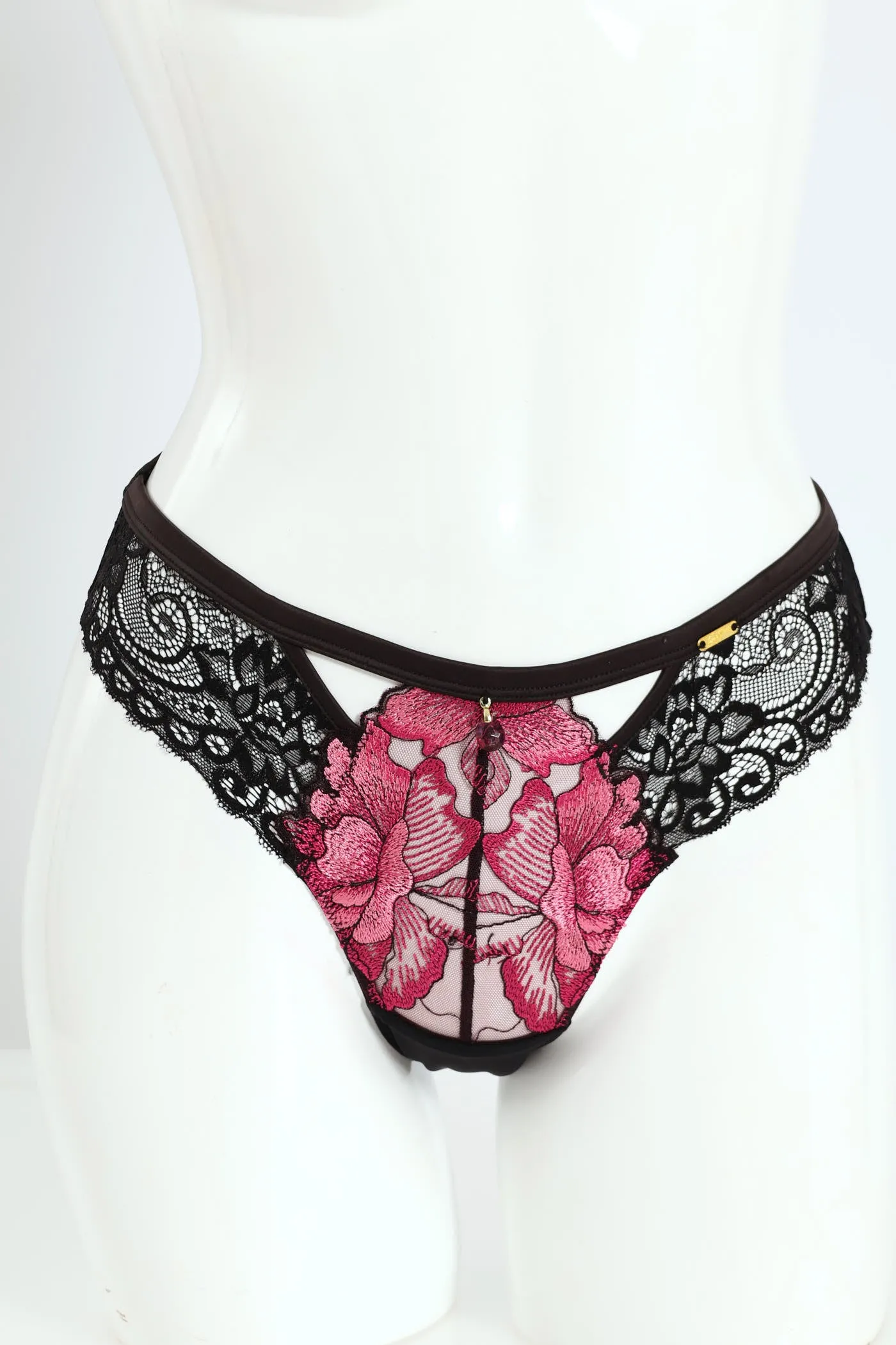 Embroidered Lace Brazilian Panty - Purple sold by Edgars