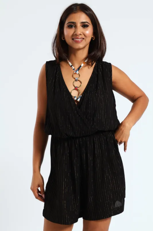 Lurex Stripe Jumpsuit - Black sold by Edgars