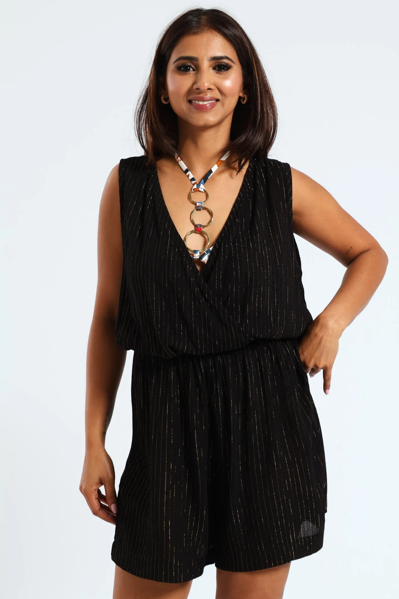 Lurex Stripe Jumpsuit - Black sold by Edgars