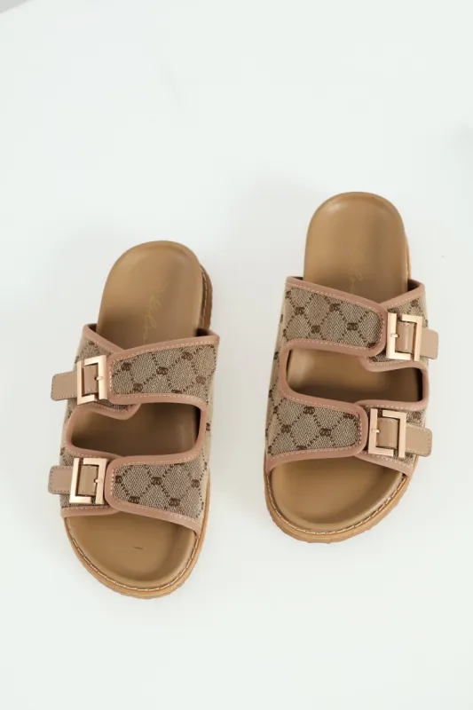 Monogram Mule With Buckle Detail - Natural sold by Edgars 