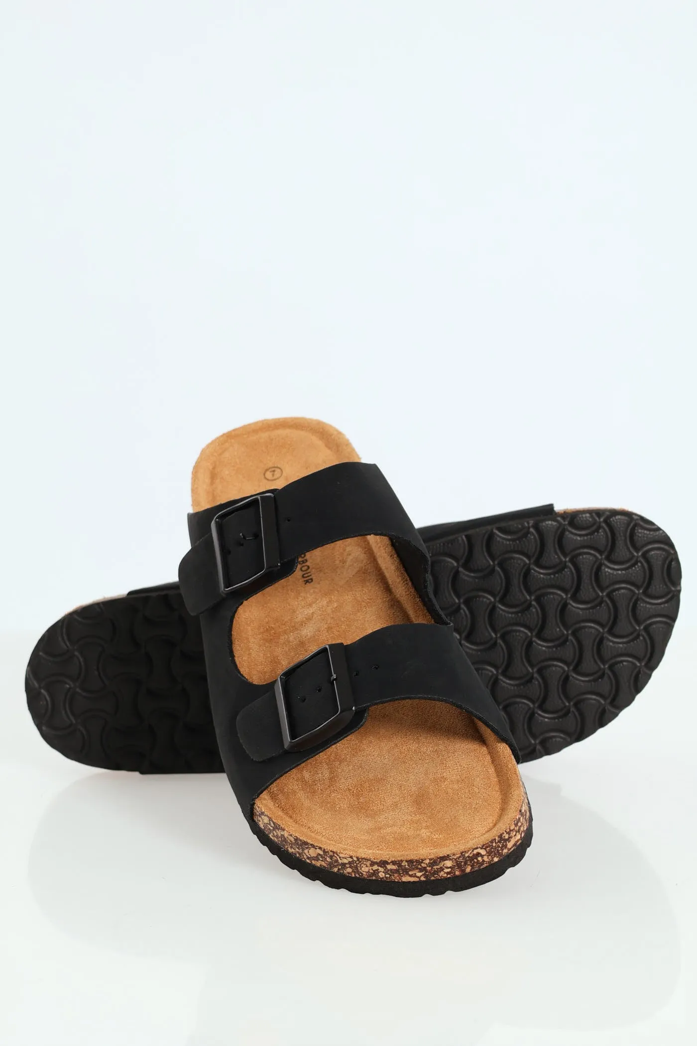 Double Buckle Comfort Sandal - Black sold by Edgars