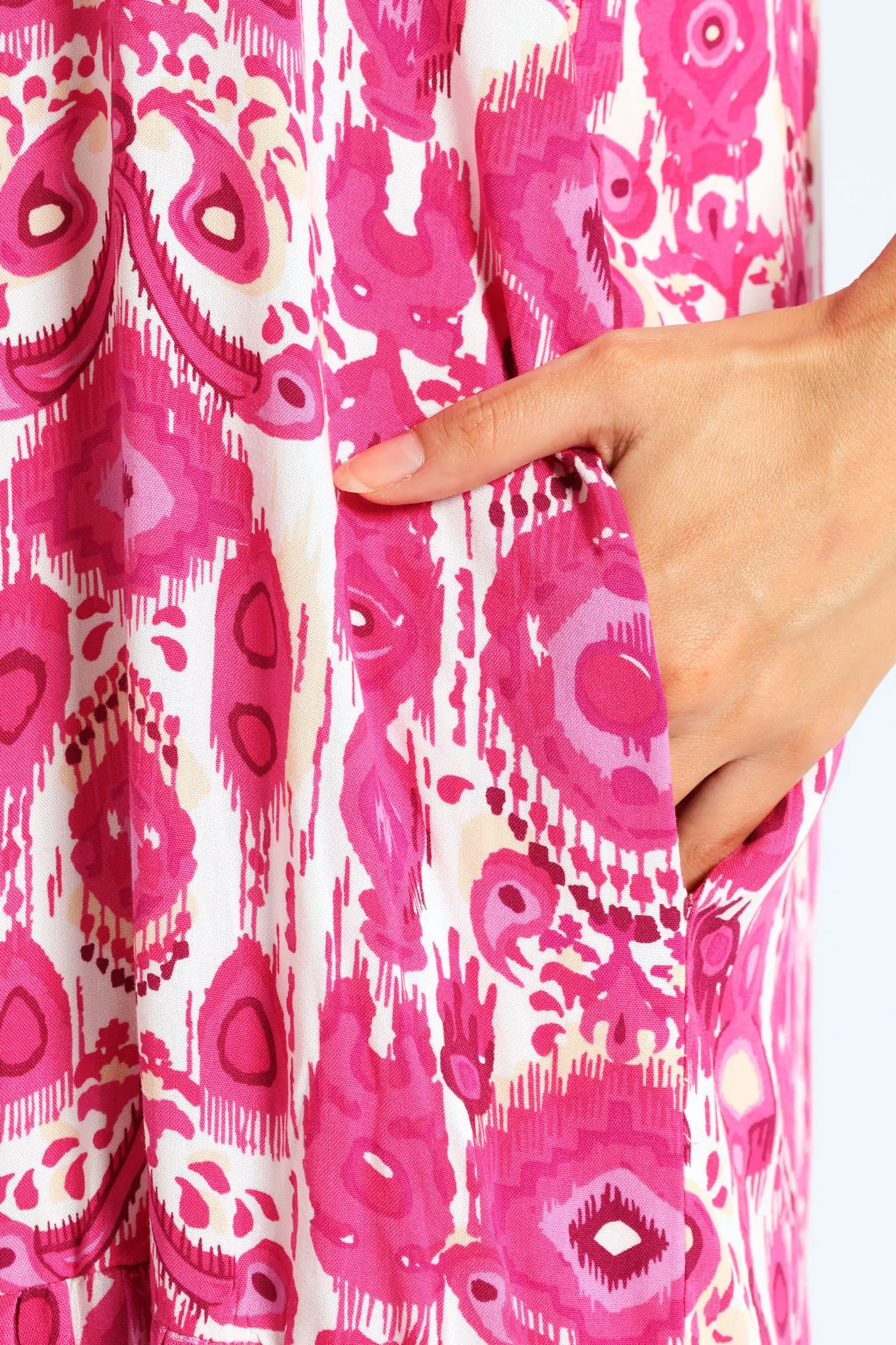 Sleeveless Strappy Peplum Hem Printed Mini Dress - Cerise sold by Edgars product image thumbnail 4