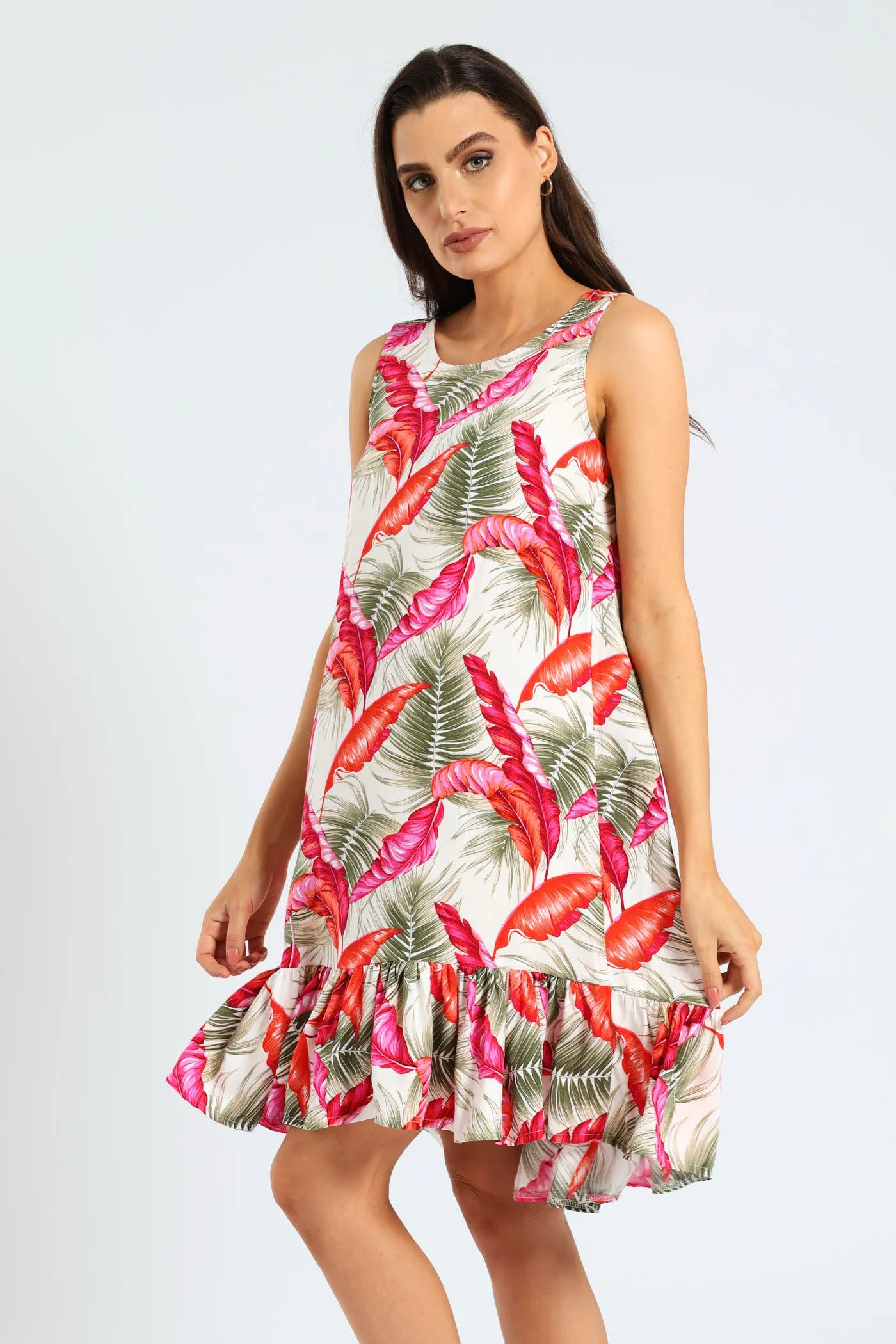 Sleeveless Frill Hem Hi-Lo Printed Shift Dress - Multi sold by Edgars product image thumbnail 4