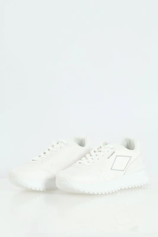 Freya Embroidered Diamond Lace Up Sneaker - White sold by Edgars 