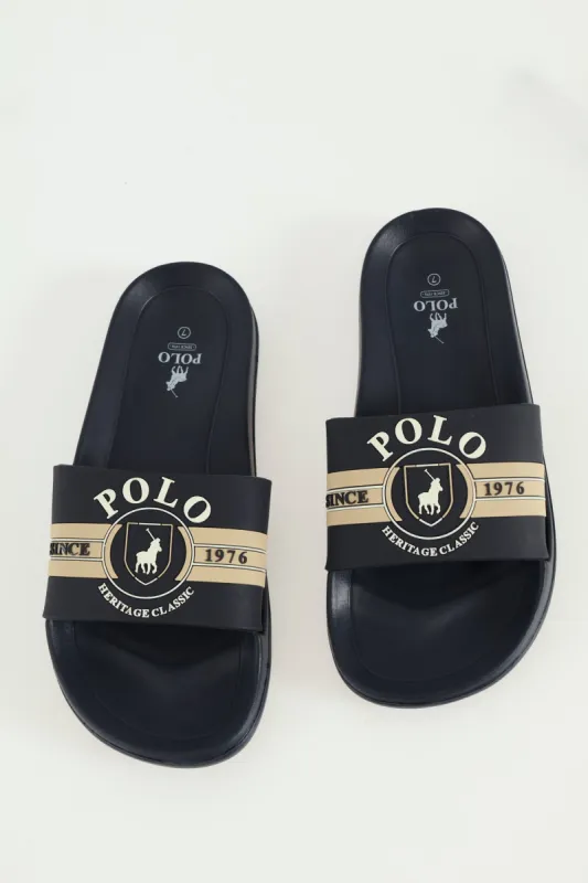 Rubber Crest Open Toe Pool Slide - Navy sold by Edgars