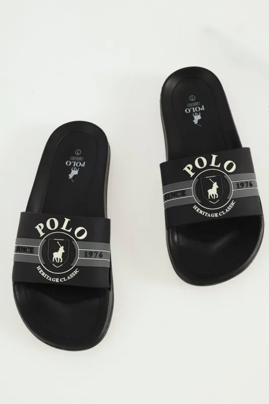 Rubber Crest Open Toe Pool Slide - Black sold by Edgars