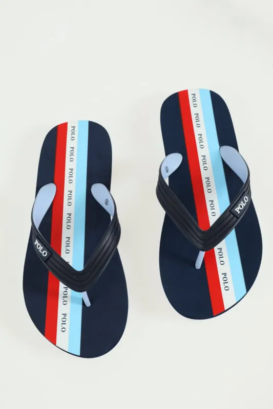 Colour Block Stripe Flip Flop Thong Sandal - Navy/Blue sold by Edgars