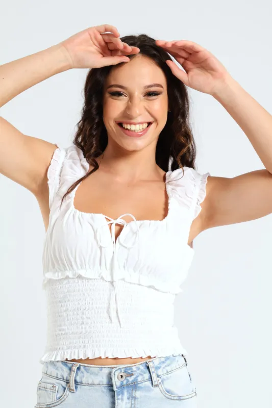 Urban Smock Tie Top - White sold by Edgars 