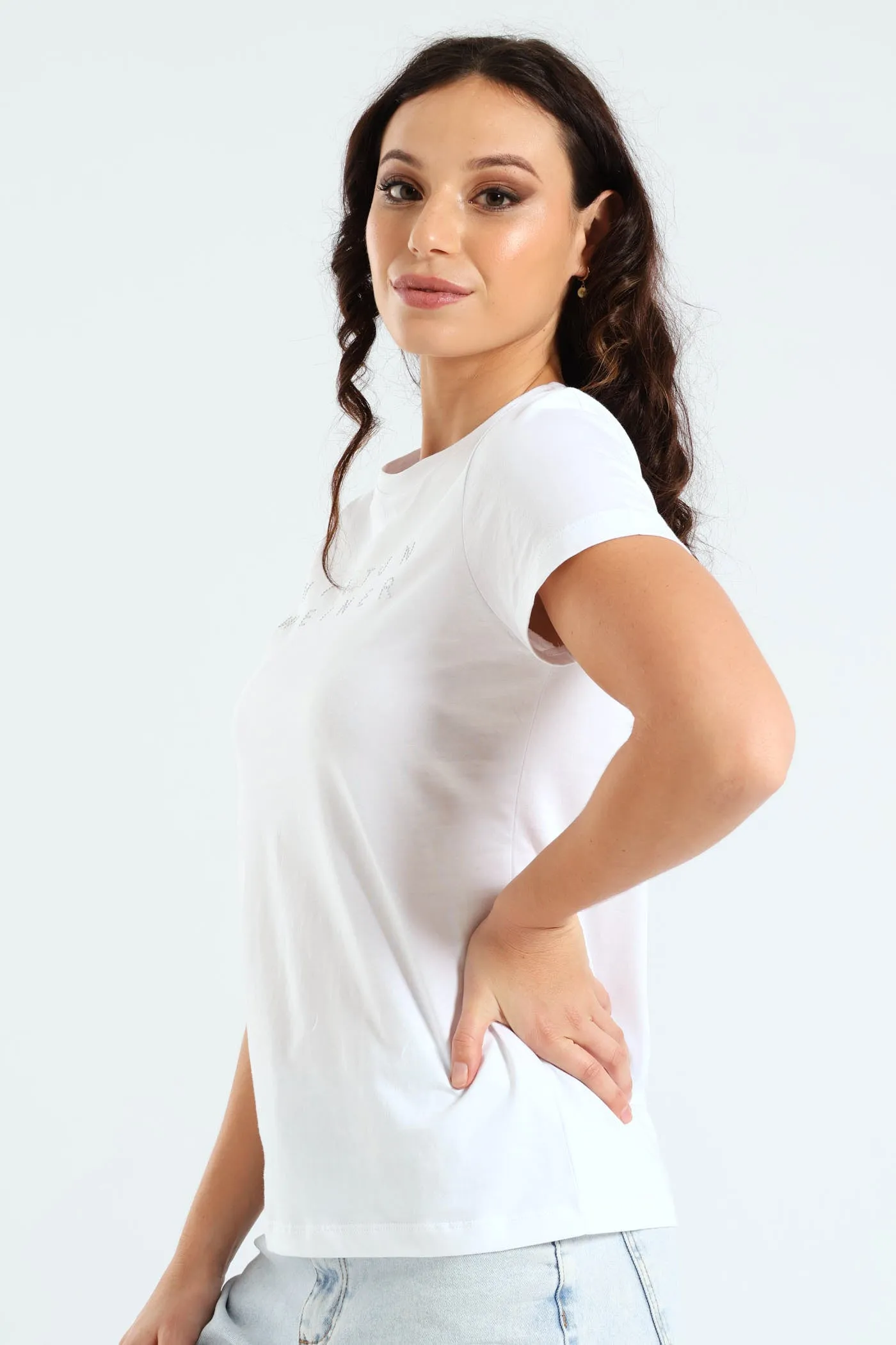 Rhinestone Detail T-Shirt - White sold by Edgars product image thumbnail 3