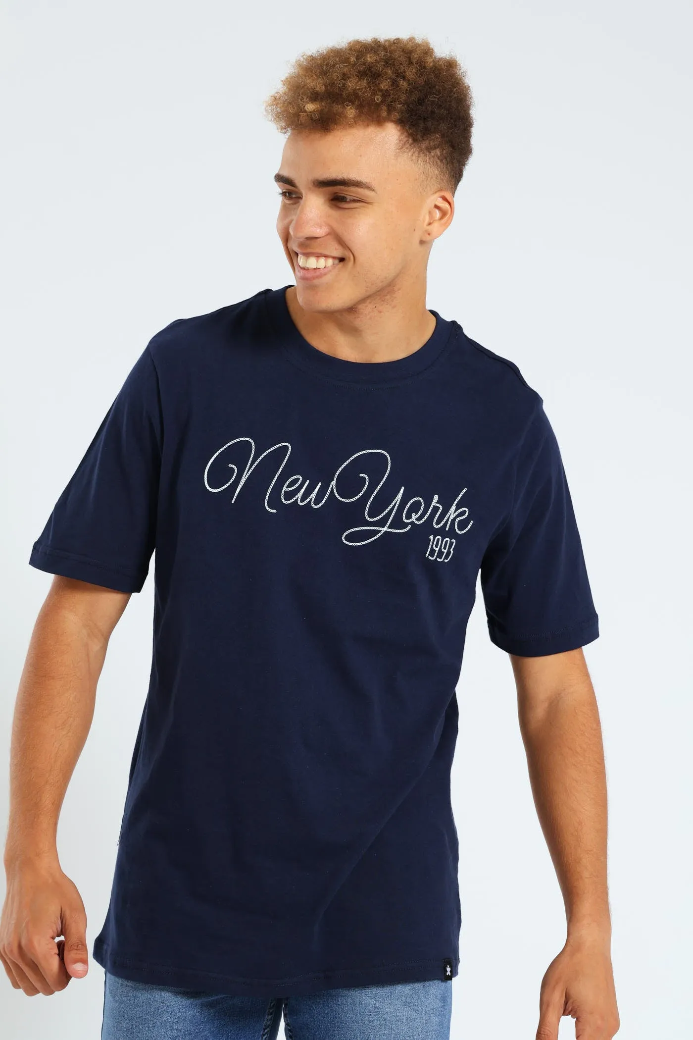 Stitch Print Tee - Navy sold by Edgars