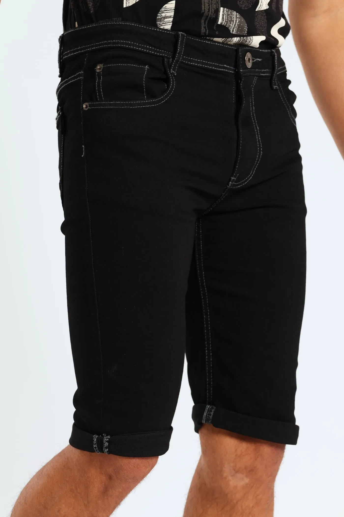 Grey Topstich Denim Turn Up Short - Black sold by Edgars product image thumbnail 2