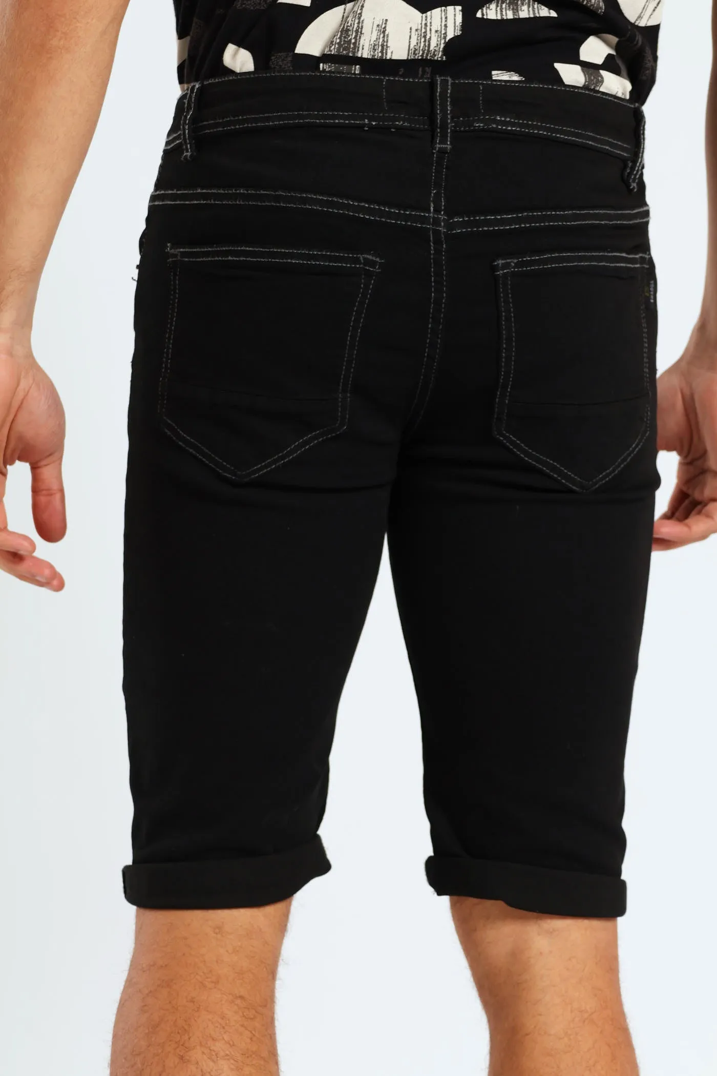 Grey Topstich Denim Turn Up Short - Black sold by Edgars product image thumbnail 3