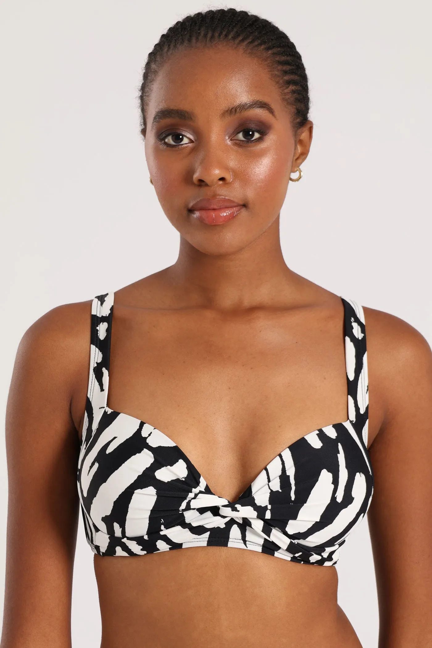 Printed Padded Twist Bikini Top - Black sold by Edgars