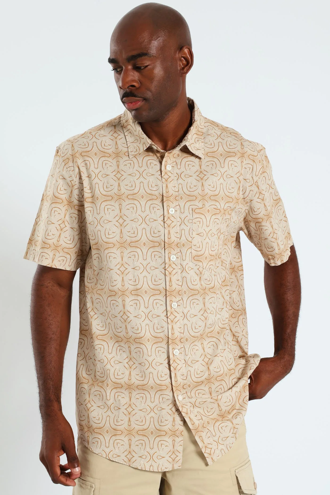 Tile Print Shirt - Stone sold by Edgars