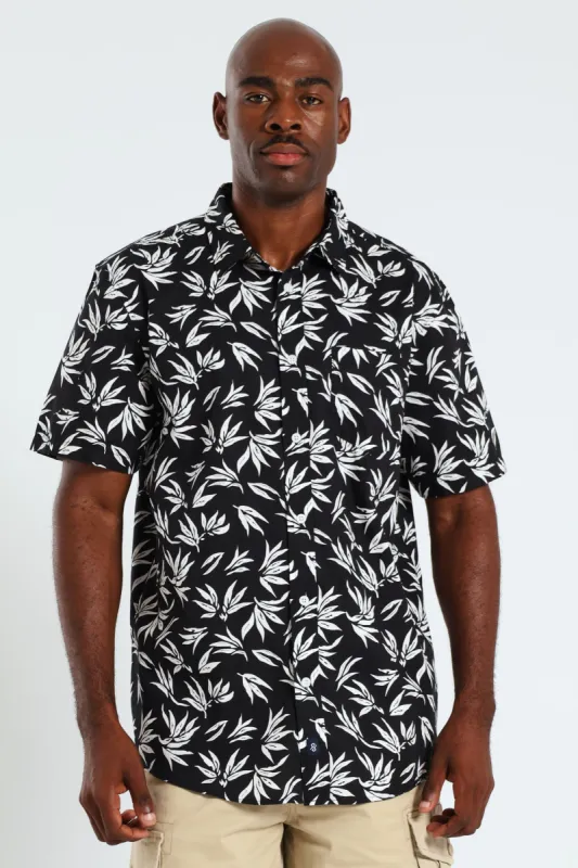 Leaf Print Shirt - Black sold by Edgars