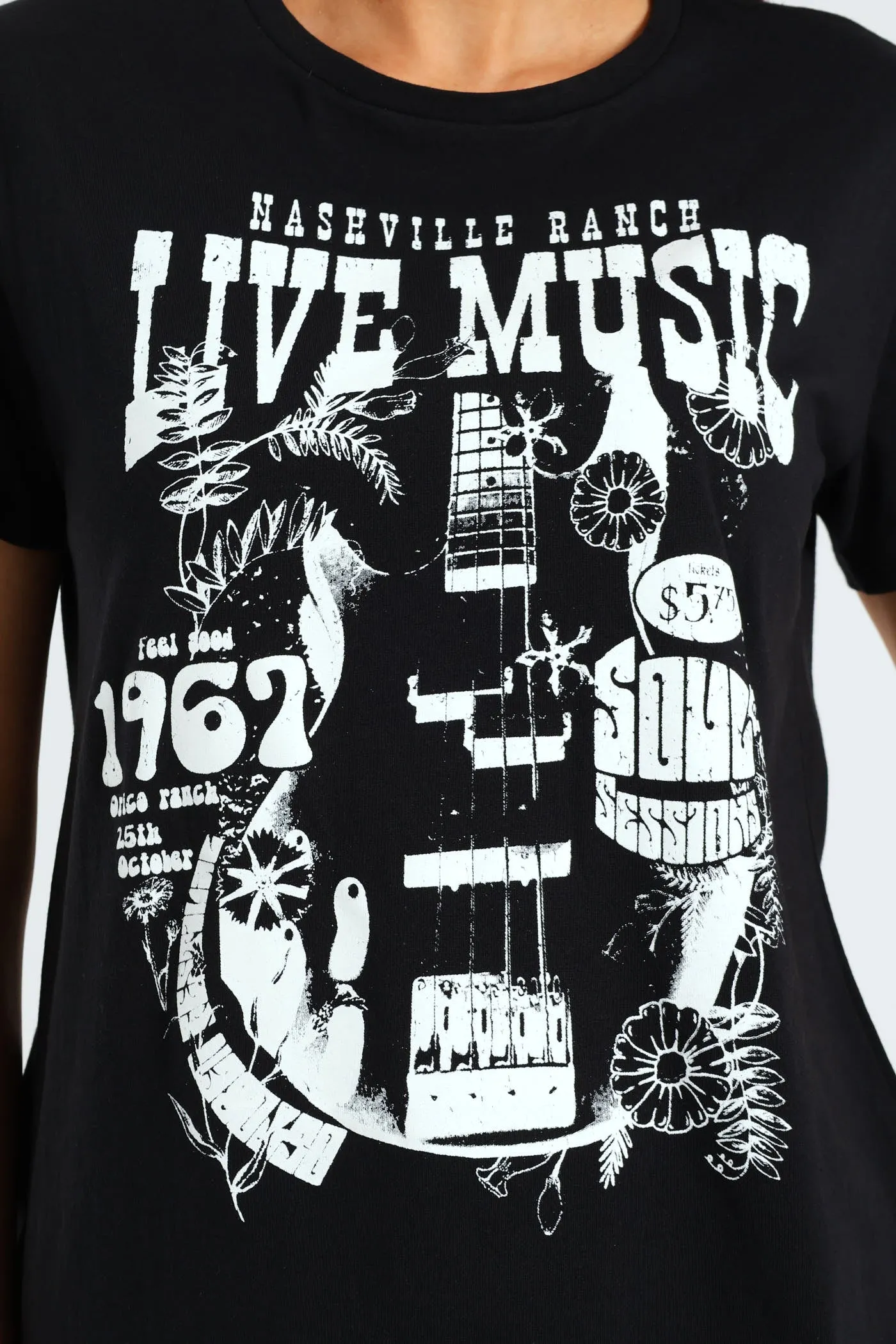 Short Sleeve Live Music Guitar Tee - Black sold by Edgars product image thumbnail 2