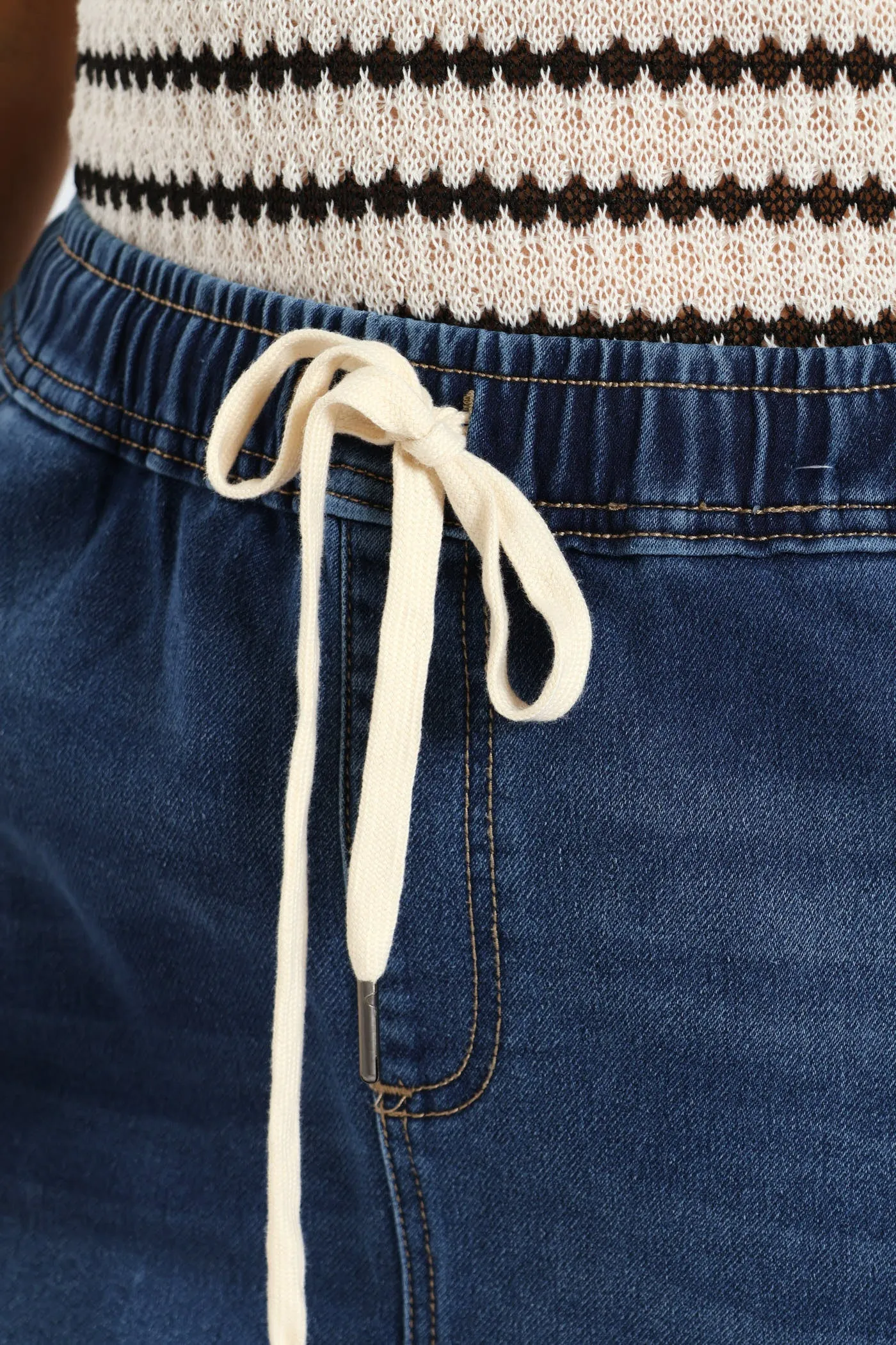 Jogger Detail Knit Denim Mini Skirt - Med Wash sold by Edgars product image thumbnail 4