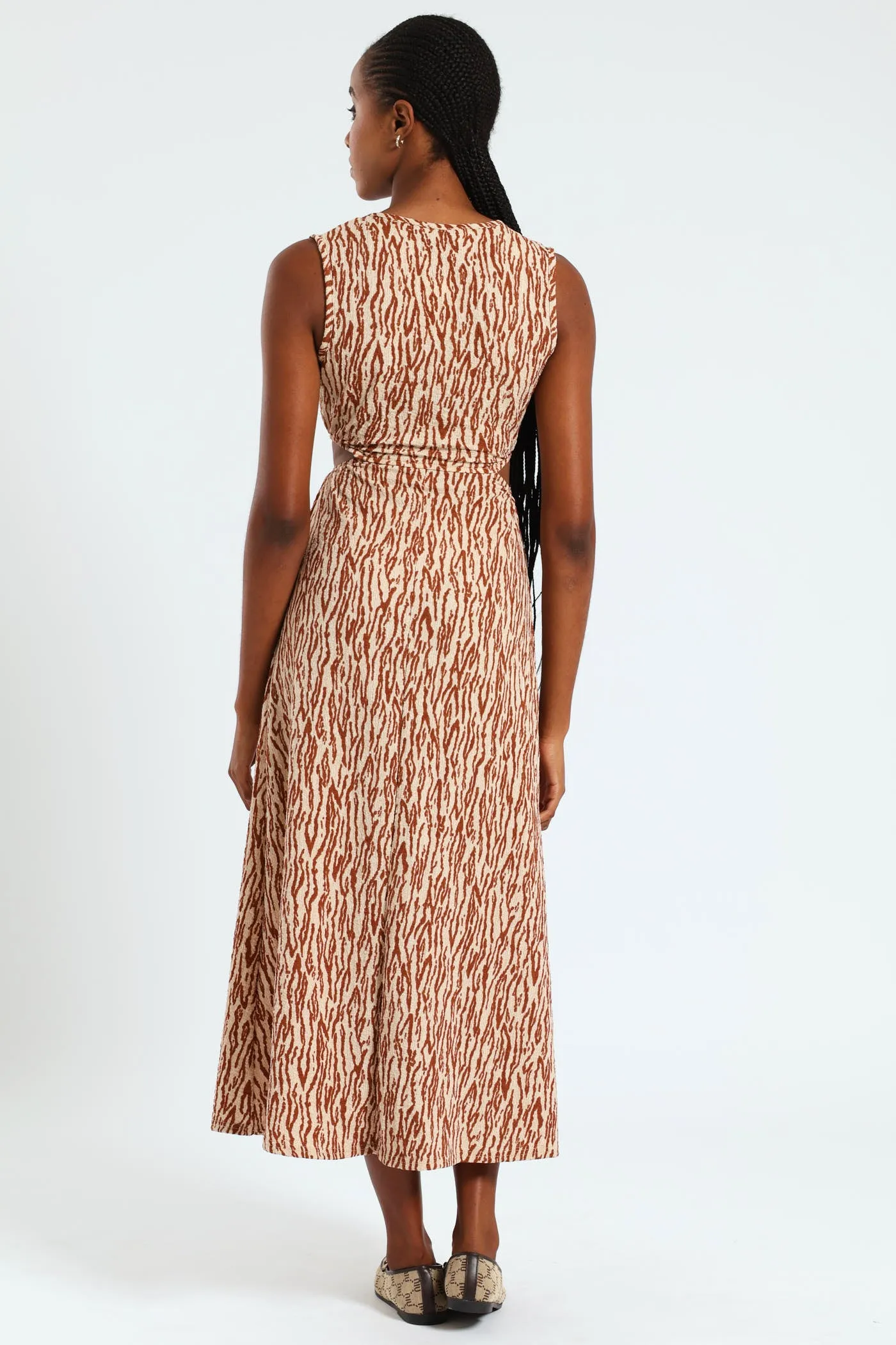Sleeveless O-Ring Cutout Midi Dress-Beige/Mocha sold by Edgars product image thumbnail 4