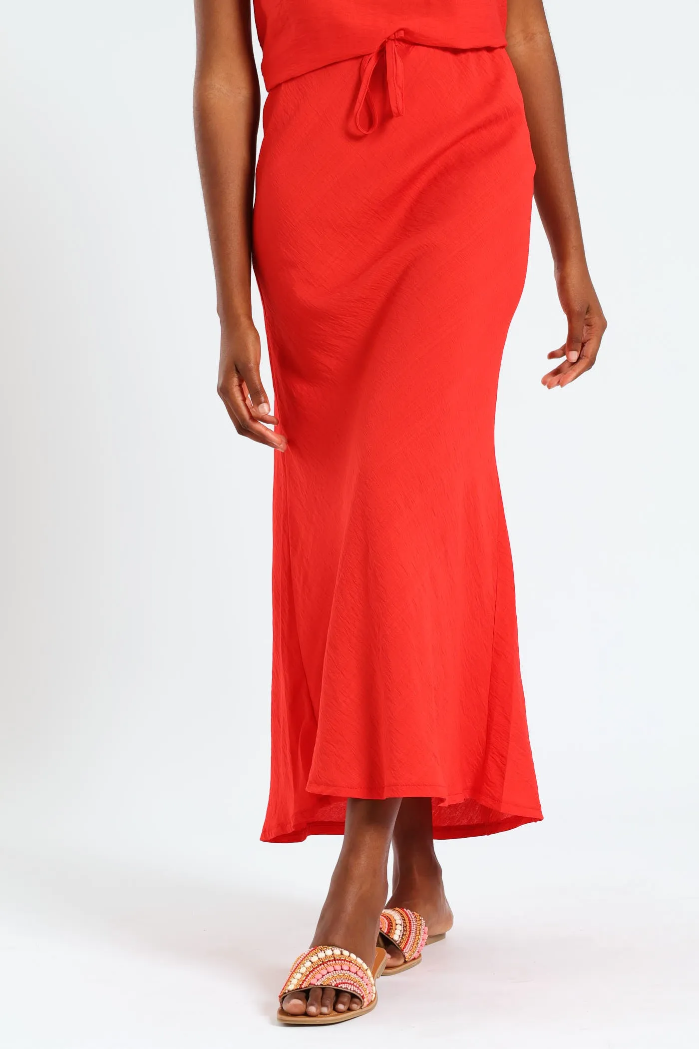 Pull On Bias Cut Midi Skirt - Red sold by Edgars