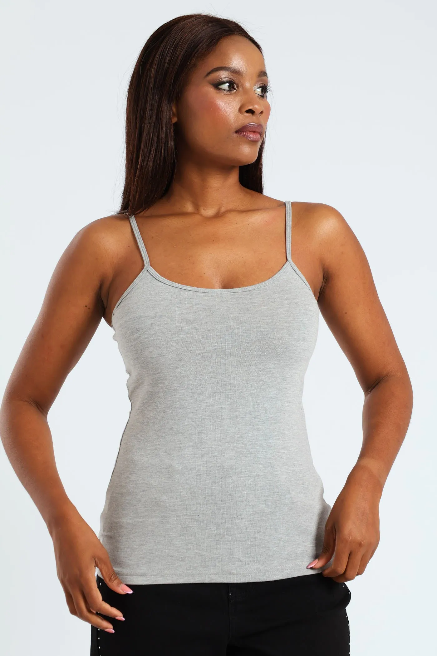 Sleeveless Cotton Lycra Cami - Grey Melange sold by Edgars