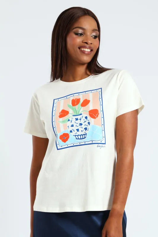 Tulips In Vase Tee - Cream sold by Edgars