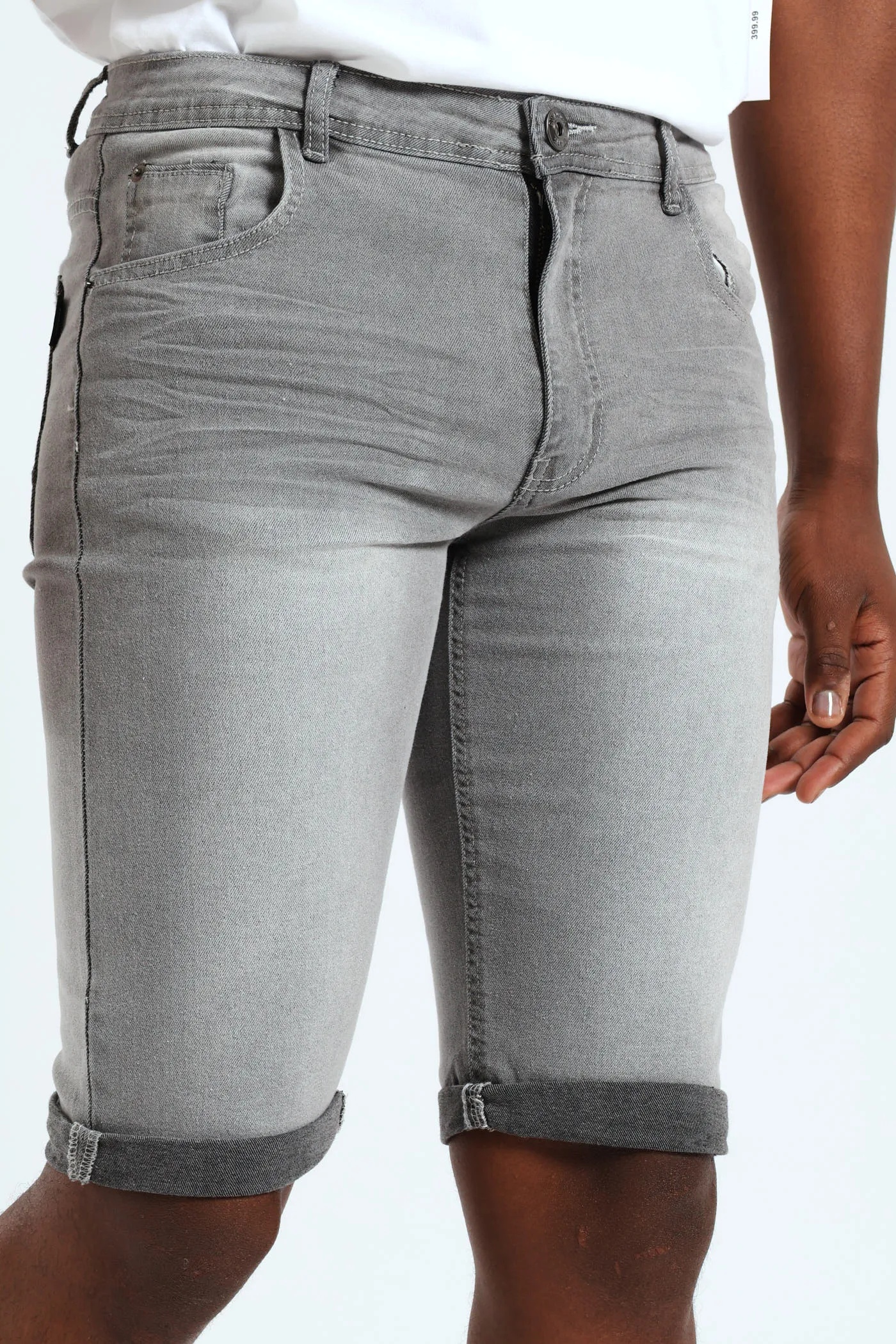 Turn Up Denim Short - Light Grey sold by Edgars