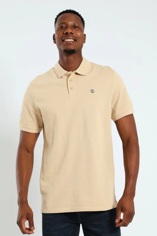 Basic Regular Fit Golfer - Stone sold by Edgars